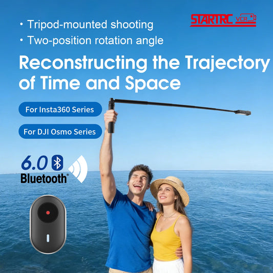 3-in-1 Bullet Time Selfie Stick Tripod for Insta360 X5 X4 Invisible Pole 75°/90° Rotatable with Wireless Remote for Vlog Travel