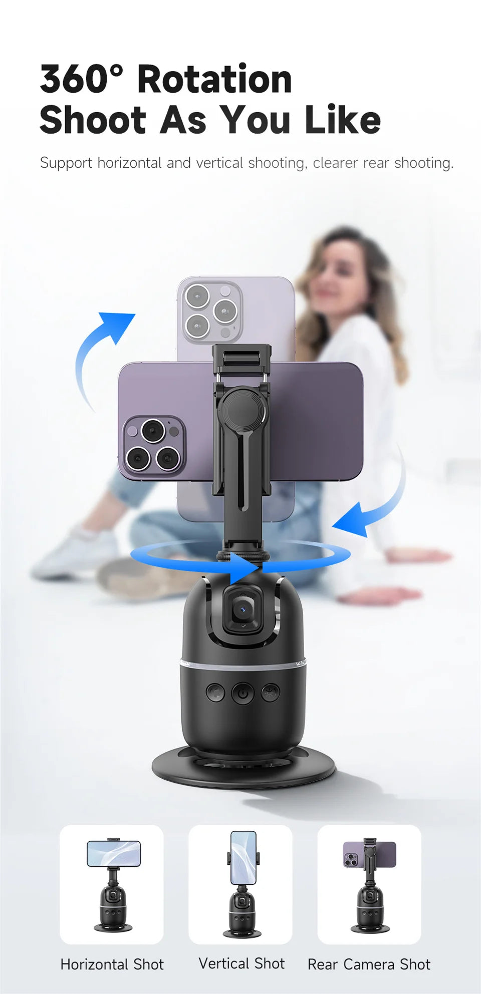 selfie stick Stabilizer 360°Auto Face Tracking AI Gimbal All-in-one Desktop Phone Holder Tripod For Smartphone Video Vlog Live