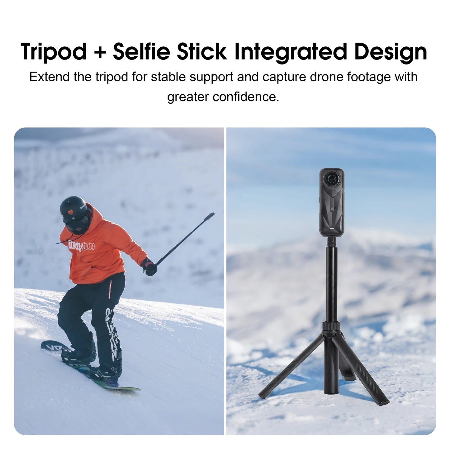 3-in-1 Bullet Time Selfie Stick Tripod for Insta360 X5 X4 Invisible Pole 75°/90° Rotatable with Wireless Remote for Vlog Travel