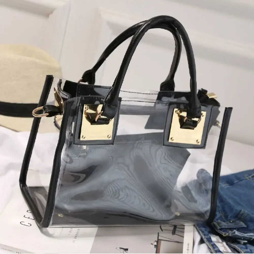Transparent Jelly Crossbody Bag PVC Designer Square Summer Beach Handbag Large Capacity Adjustable Strap Shoulder Messenger Bag