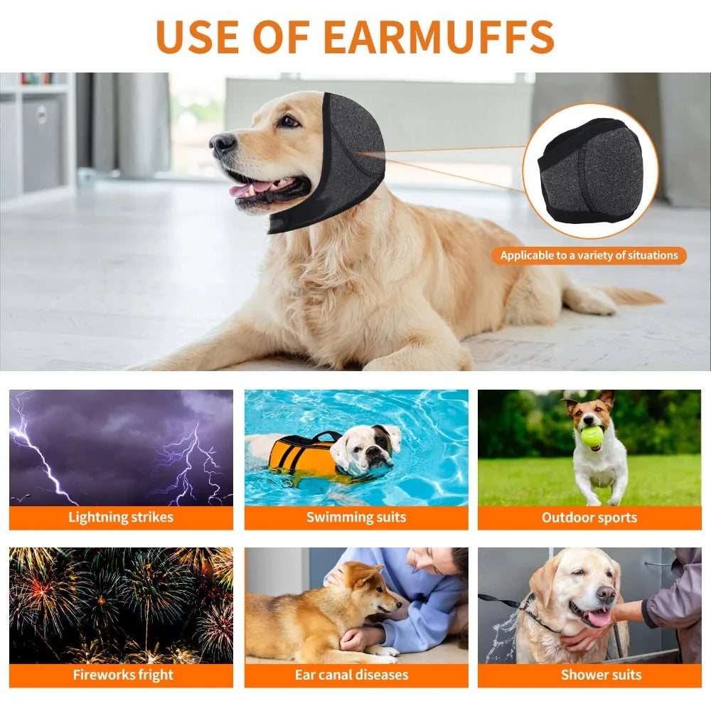 Anxiety Relief Dog Ear Protection Waterproof Muffs Noise Reducing Calming Anti Scare Head Hood Anxious Summer Swimming Safety