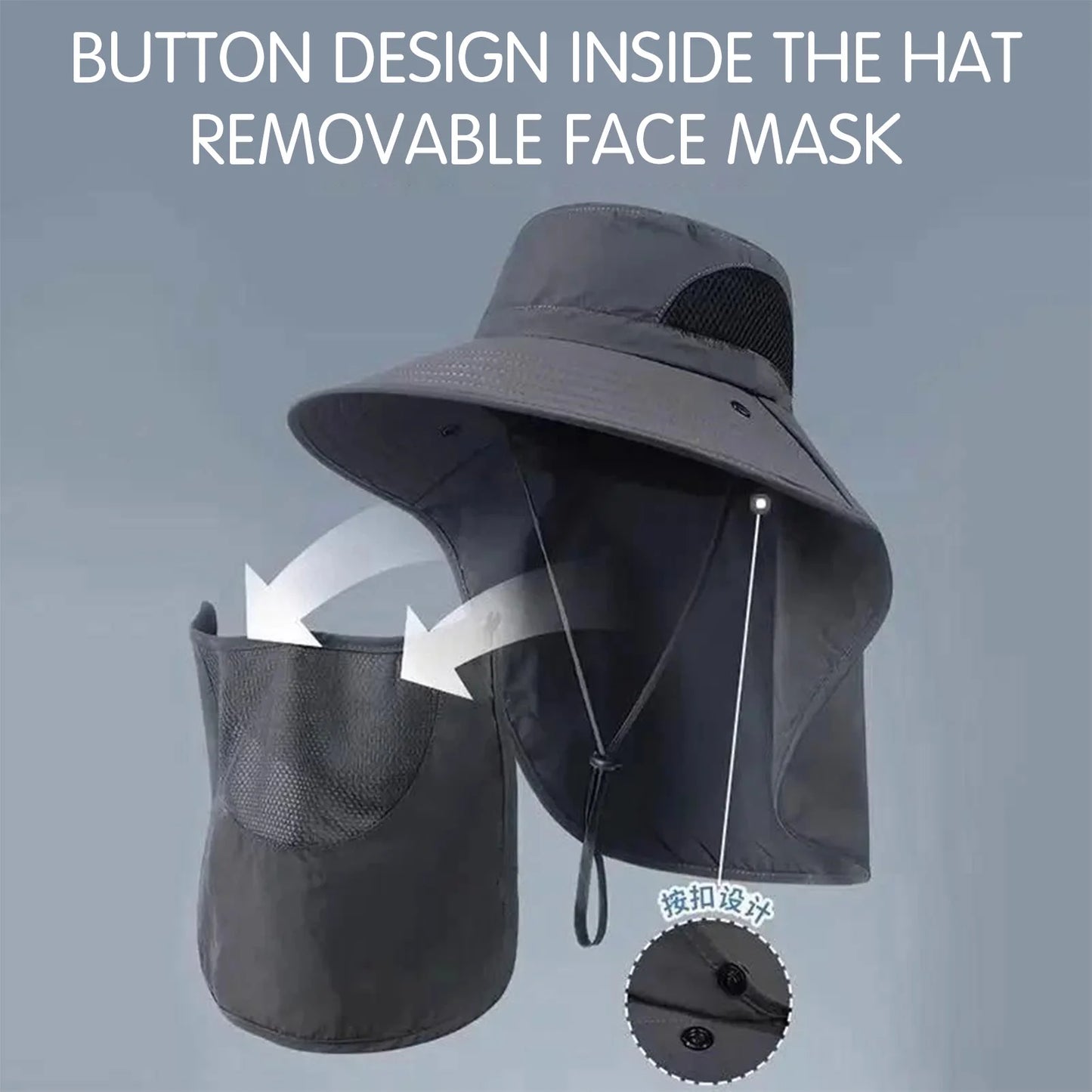 Sun Fishing Hat Women's Bucket Hat with Neck Cover Breathable Wide Brim Summer UV Protection Hat for Outdoor Travel Holiday