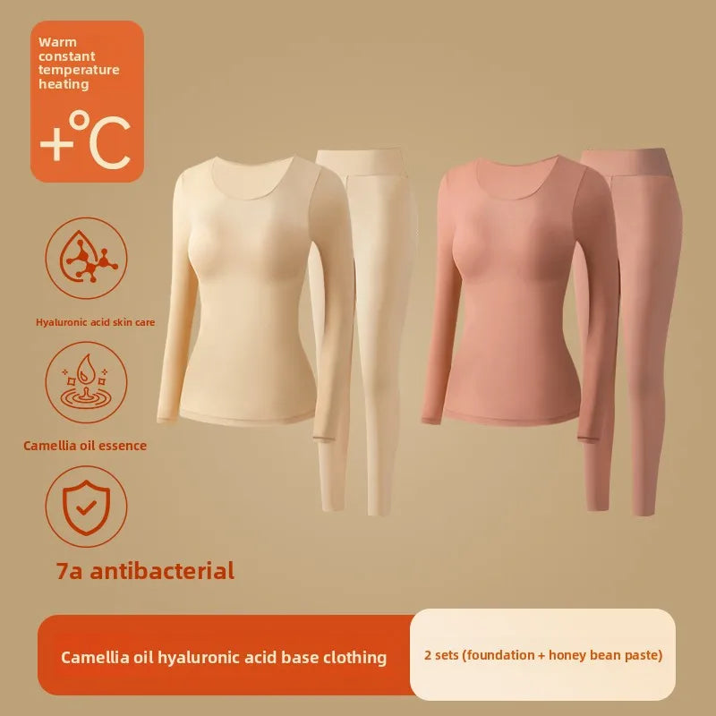 Ultra-Thin Heating Thermal Underwear Women Skin Care Skin Bottom Clothing Invisible Foundation Heattech Long Johns Set Winter