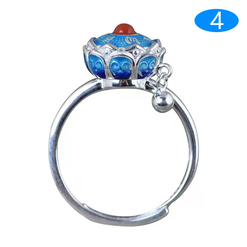 Retro Traditional Anxiety Relief Ring Adjustable Fidget Jewelry Women Gift Rotate Freely Anti Stress Anxiety Ring