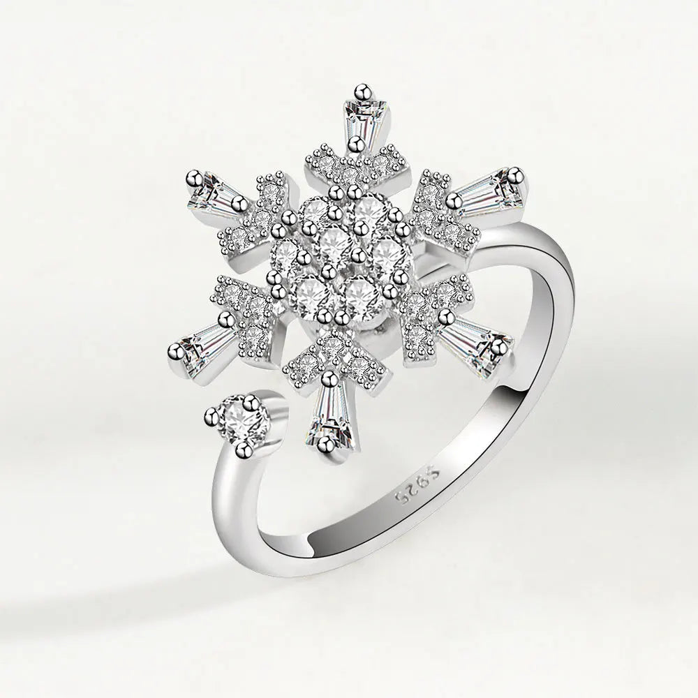 VENTFILLE 925 Sterling Silver Sunflower Diamond Zircon Rotatable Ring For Women Gift Relieve Stress Ring Jewelry Wholesale
