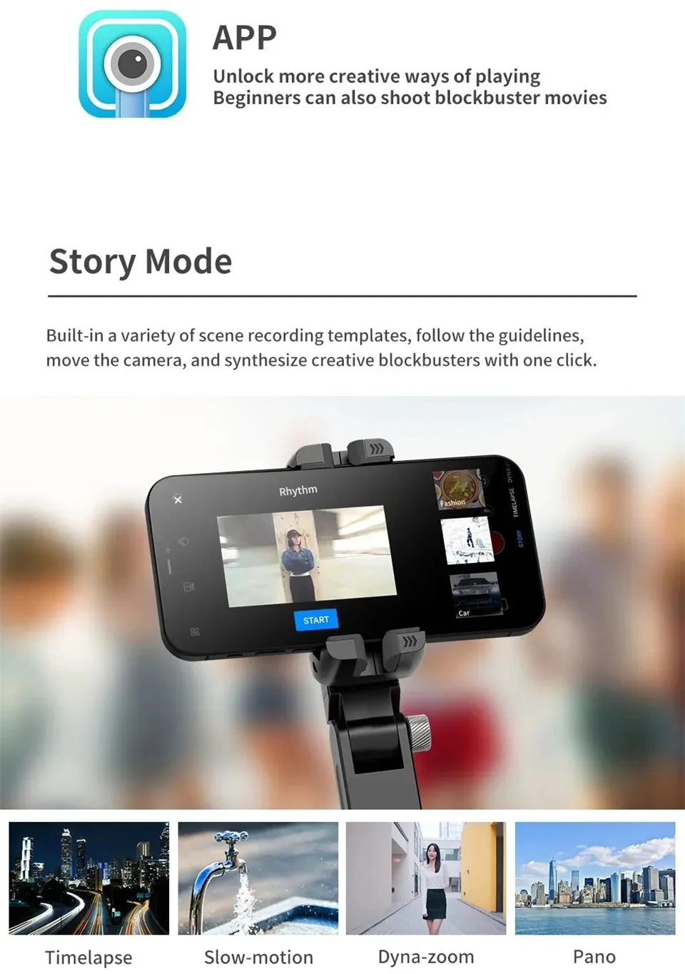 MEUYAG Selfie Stick Gimbal Stabilizer 360° rotation With Bluetooth Remote Intelligent AI Follow-Up Anti Shake Pan Tilt Tripod