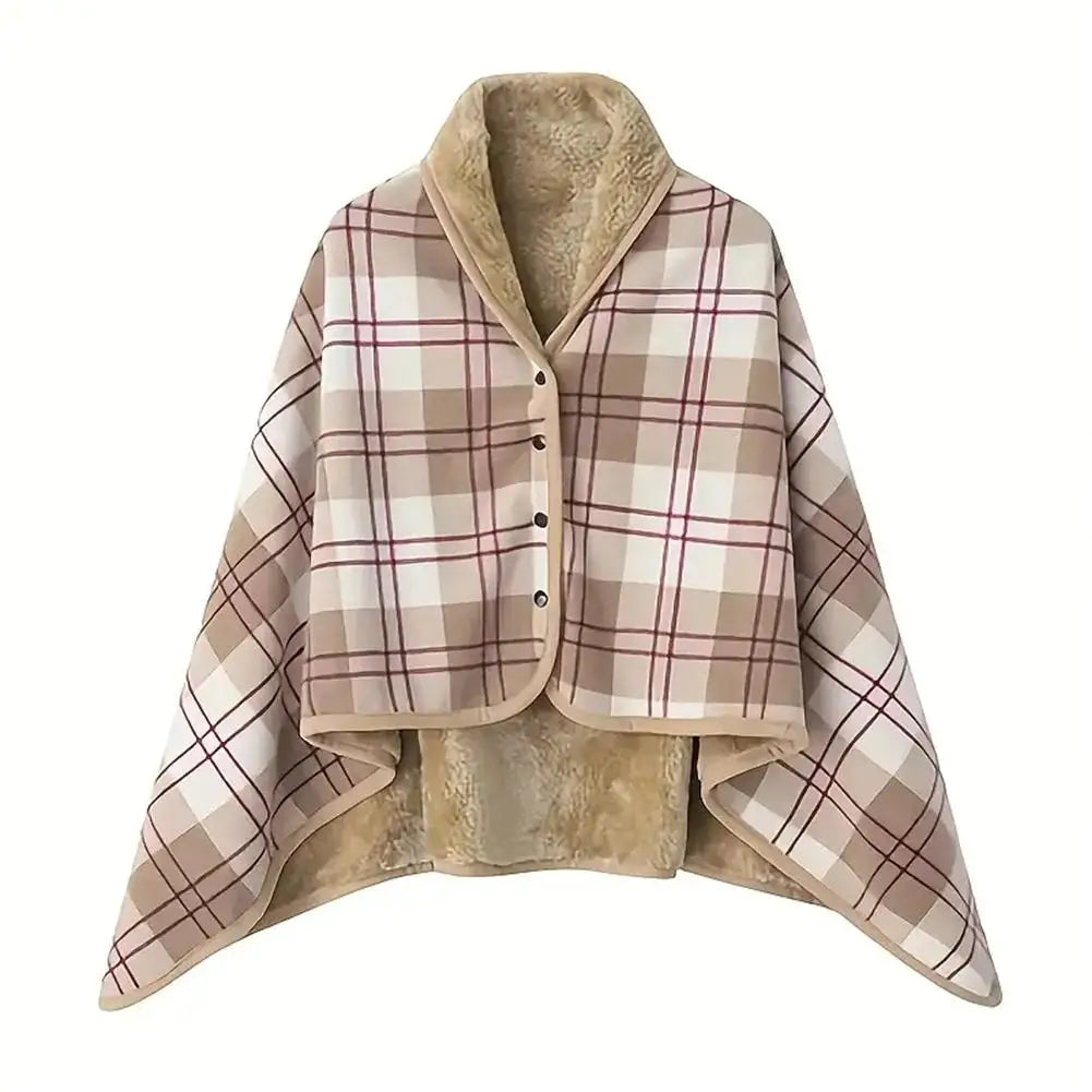 Wearable Plaid Fleece Blanket With Button Winte Warm Throws On Sofa Bed Travel Thicken Bedroom Office Air Conditioning Blanket ﻿