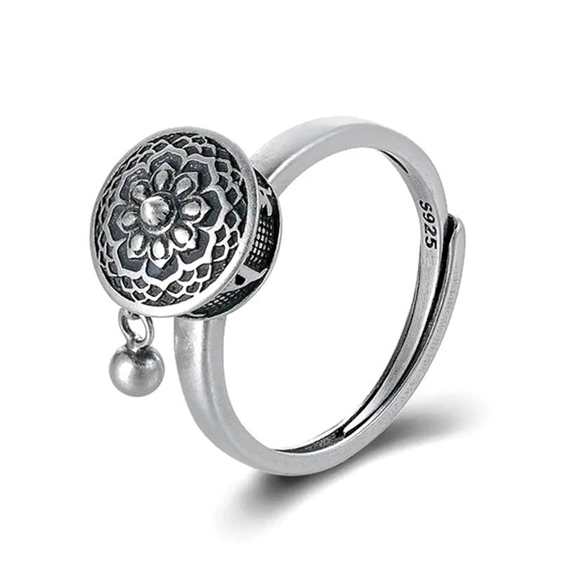 Retro Traditional Anxiety Relief Ring Adjustable Fidget Jewelry Women Gift Rotate Freely Anti Stress Anxiety Ring