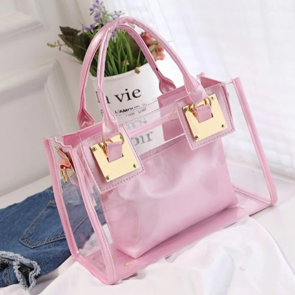 Large Summer Clear Totes Bags Transparent Clutch Purse Women Handbags Crossbody Handle Bag Shoulder Messenger Bag Girls Gift