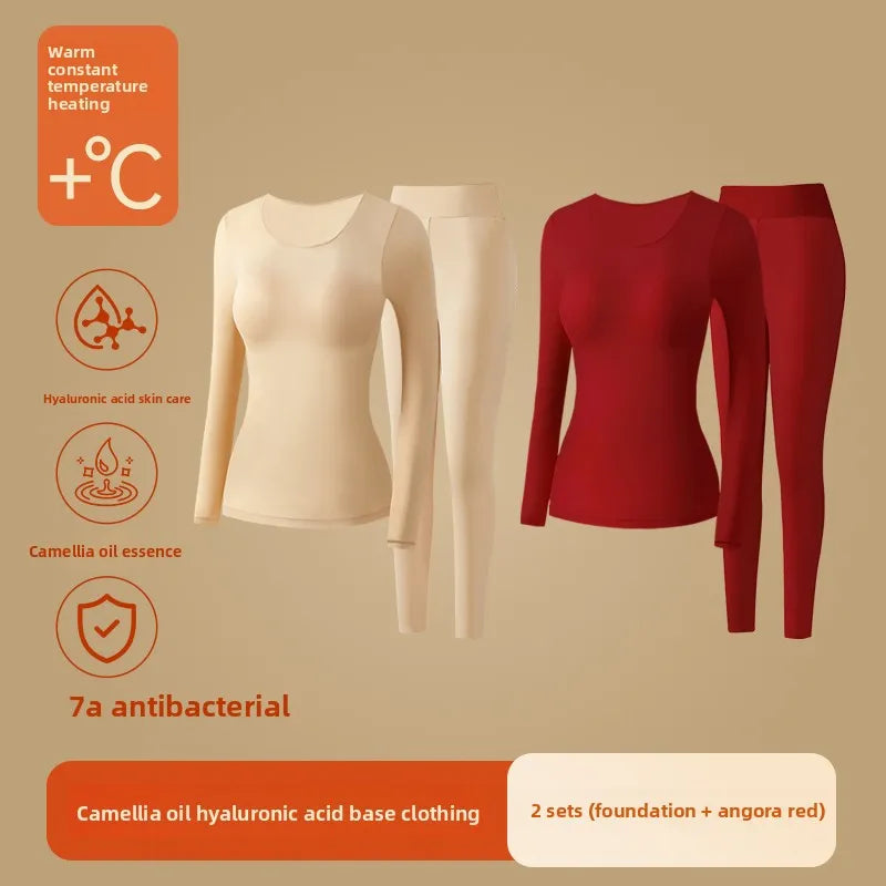 Ultra-Thin Heating Thermal Underwear Women Skin Care Skin Bottom Clothing Invisible Foundation Heattech Long Johns Set Winter