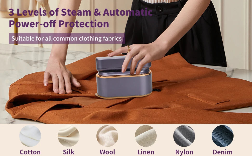 Portable Clothes Steam Iron 180° Rotatable Handle 3 Levels Handheld Garment Steamer 1200W Fast Heating 150ml Tank for Travel