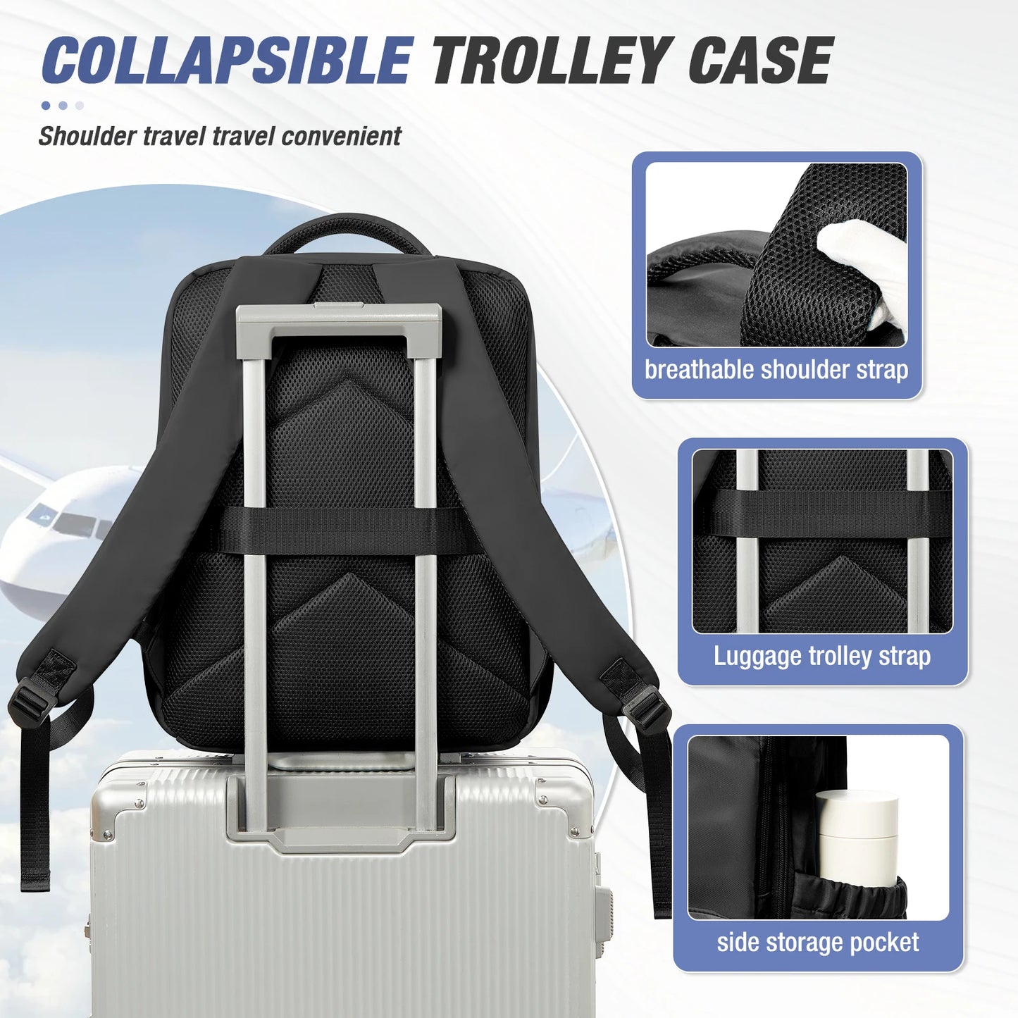 Vacuum Compression Backpack 15.6in Laptop Backpack Expand Hiking Vacuum Travel Backpack, Ryanair Backpack 40x30x20 Cabin Bag