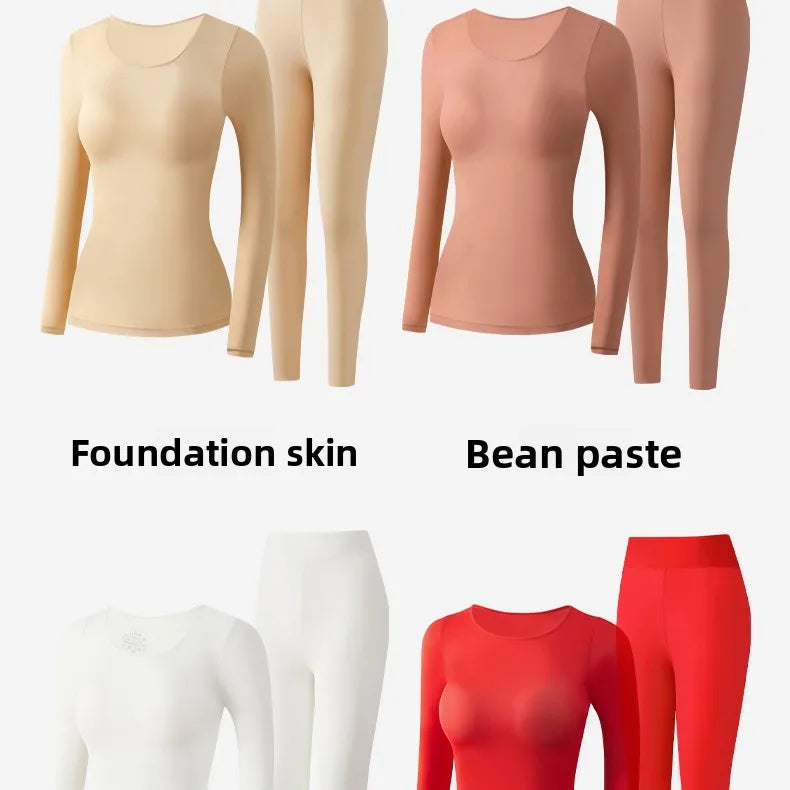 Ultra-Thin Heating Thermal Underwear Women Skin Care Skin Bottom Clothing Invisible Foundation Heattech Long Johns Set Winter