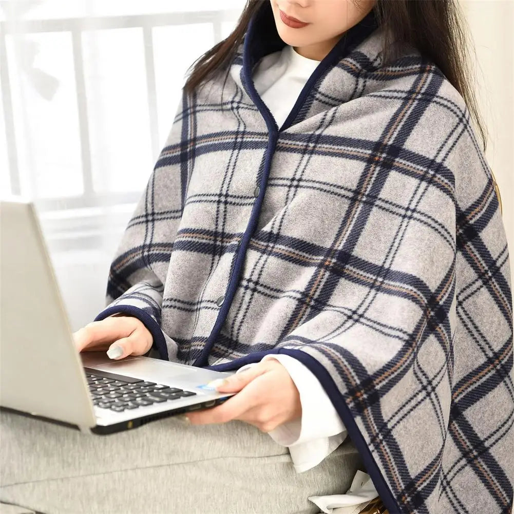 Wearable Plaid Fleece Blanket With Button Winte Warm Throws On Sofa Bed Travel Thicken Bedroom Office Air Conditioning Blanket ﻿
