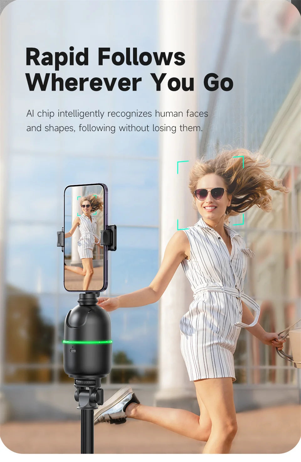selfie stick Stabilizer 360°Auto Face Tracking AI Gimbal All-in-one Desktop Phone Holder Tripod For Smartphone Video Vlog Live