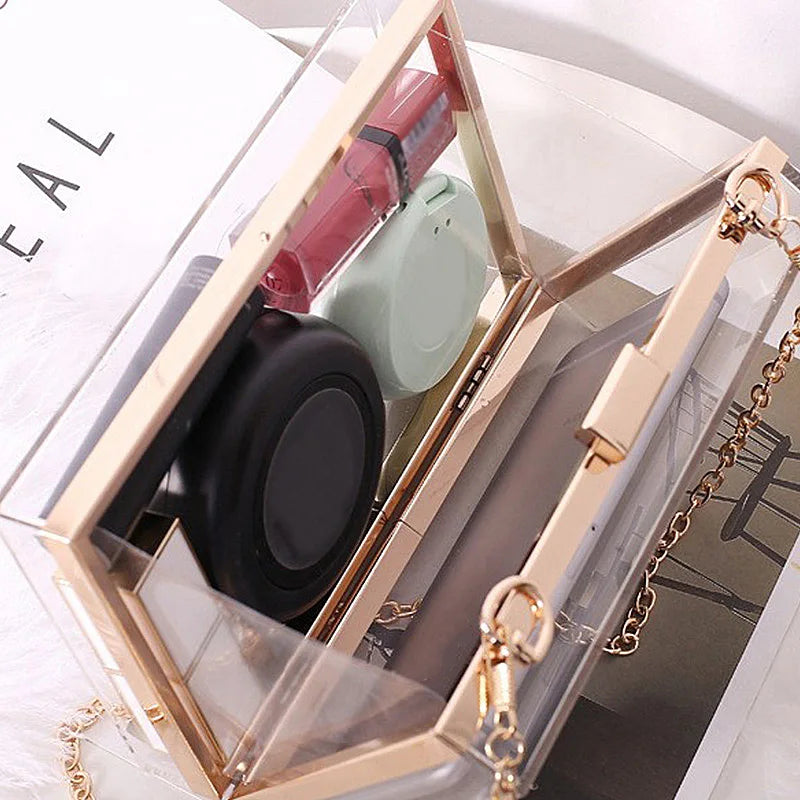 Women's Transparent Acrylic Banquet Bag Square Large Capacity Women's Wallet Sparkling Wedding Party Crossbody Bag