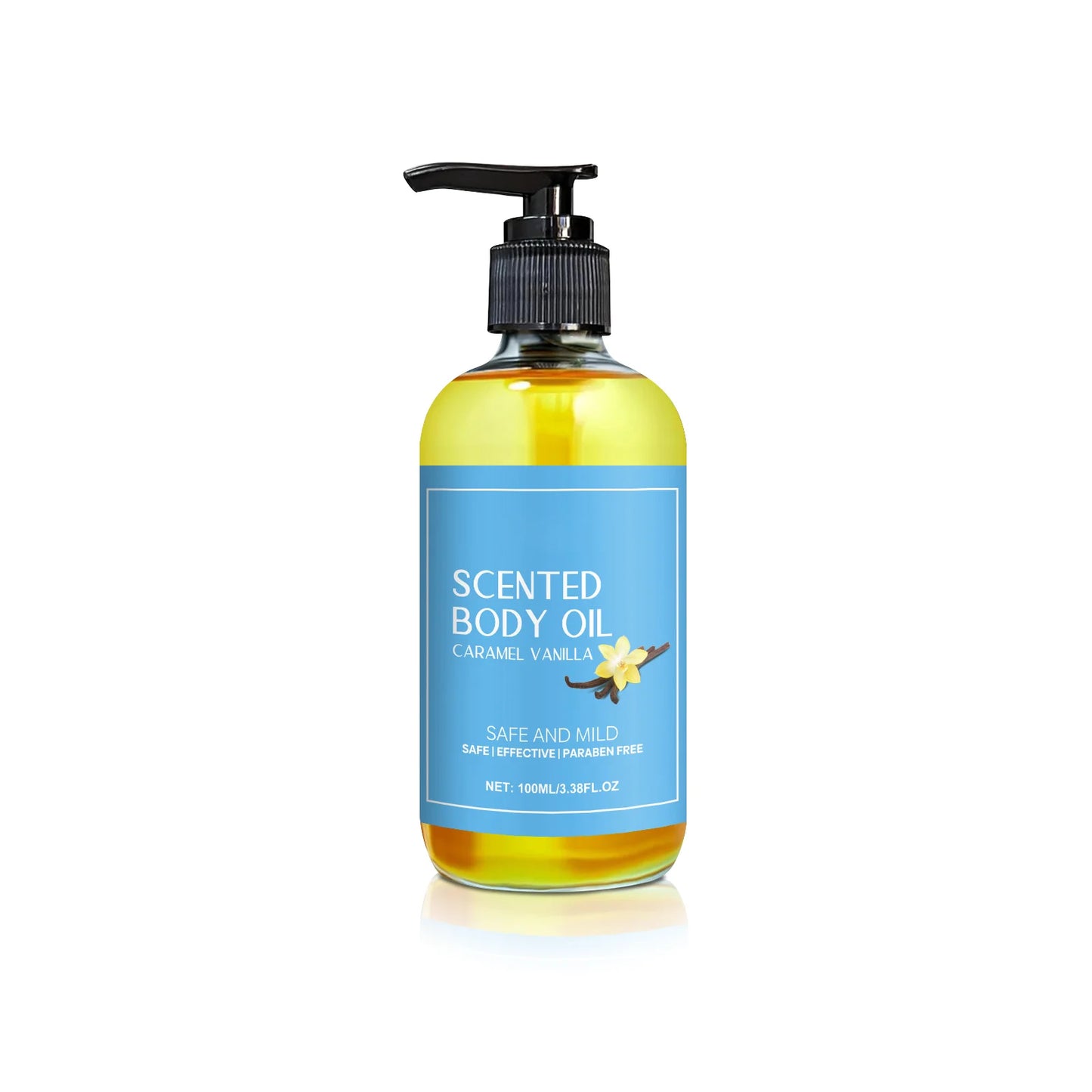 Stress Relief Body Oil with Vanilla - Deeply Moisturizes & Soothes Muscles, Herbal Formula for Relaxing Bath & Massage.