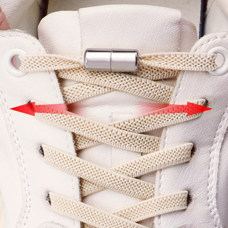 1Pair Elastic Laces Sneakers No Tie Shoe laces Capsule Lock Shoelaces Without ties Kids Adult 0.6cm Flat Shoelace for Shoes