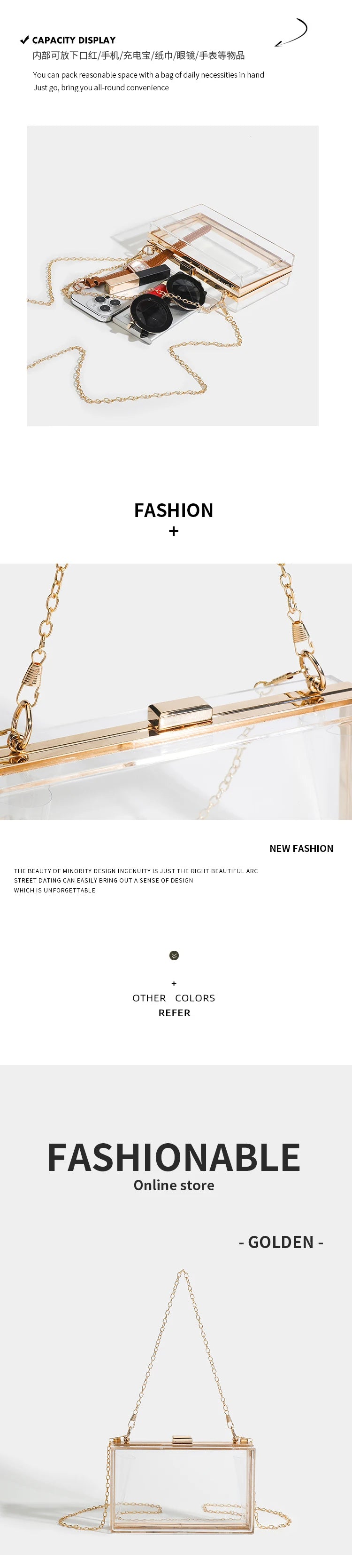 Women's Transparent Acrylic Banquet Bag Square Large Capacity Women's Wallet Sparkling Wedding Party Crossbody Bag
