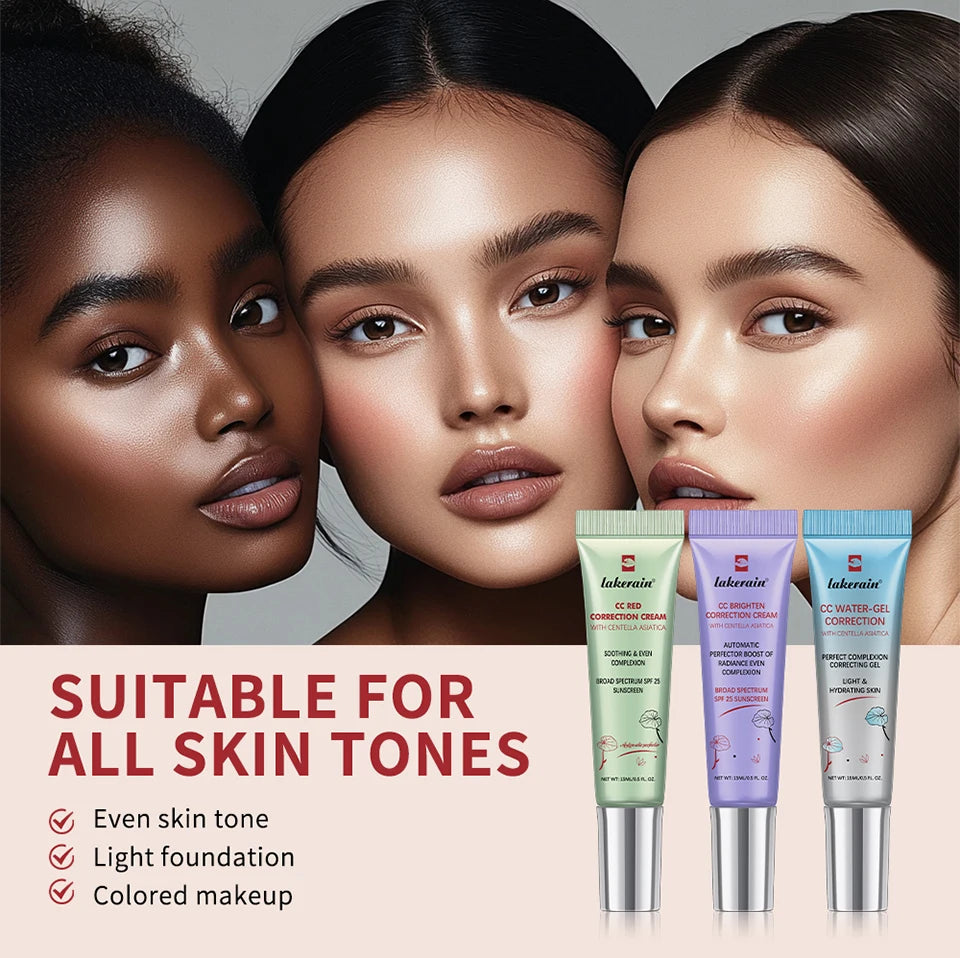CC Red Correction Cream Liquid-Based Full Coverage Cream Waterproof Long-Lasting Correct Redness Foundation Korean Face Cosmetic