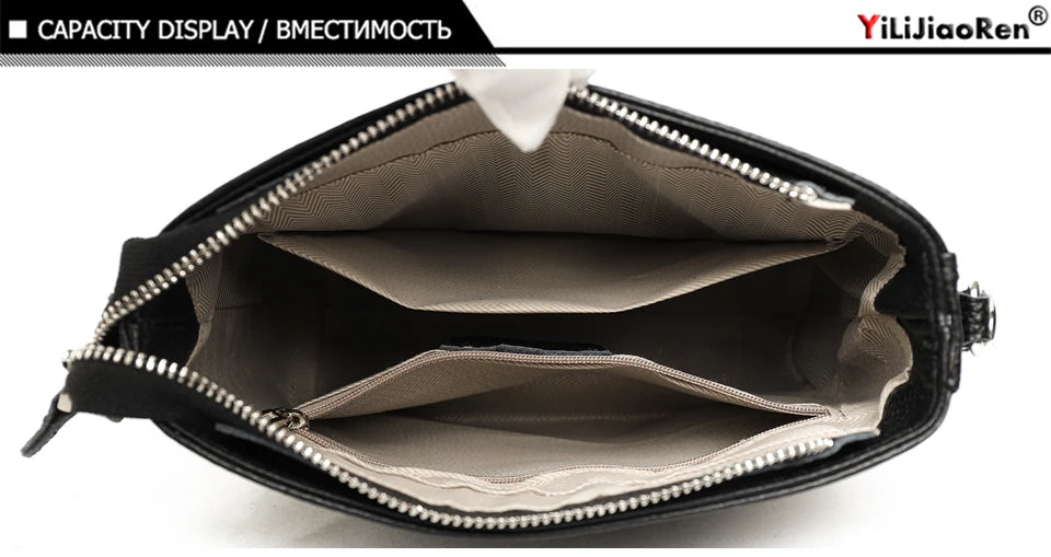 100% Genuine Leather Crossbody Bag Women Fashion Wide Strap Shoulder Bag Ladies Cowhide Messenger Bag Small Handbag and Purse