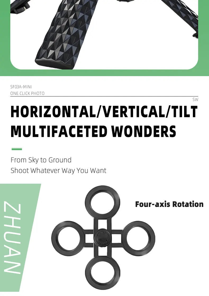 4-in-1 Multifunctional Magnetic mini Selfie Stick Wireless Bluetooth Control with 360° Rotation for Selfies Video Record