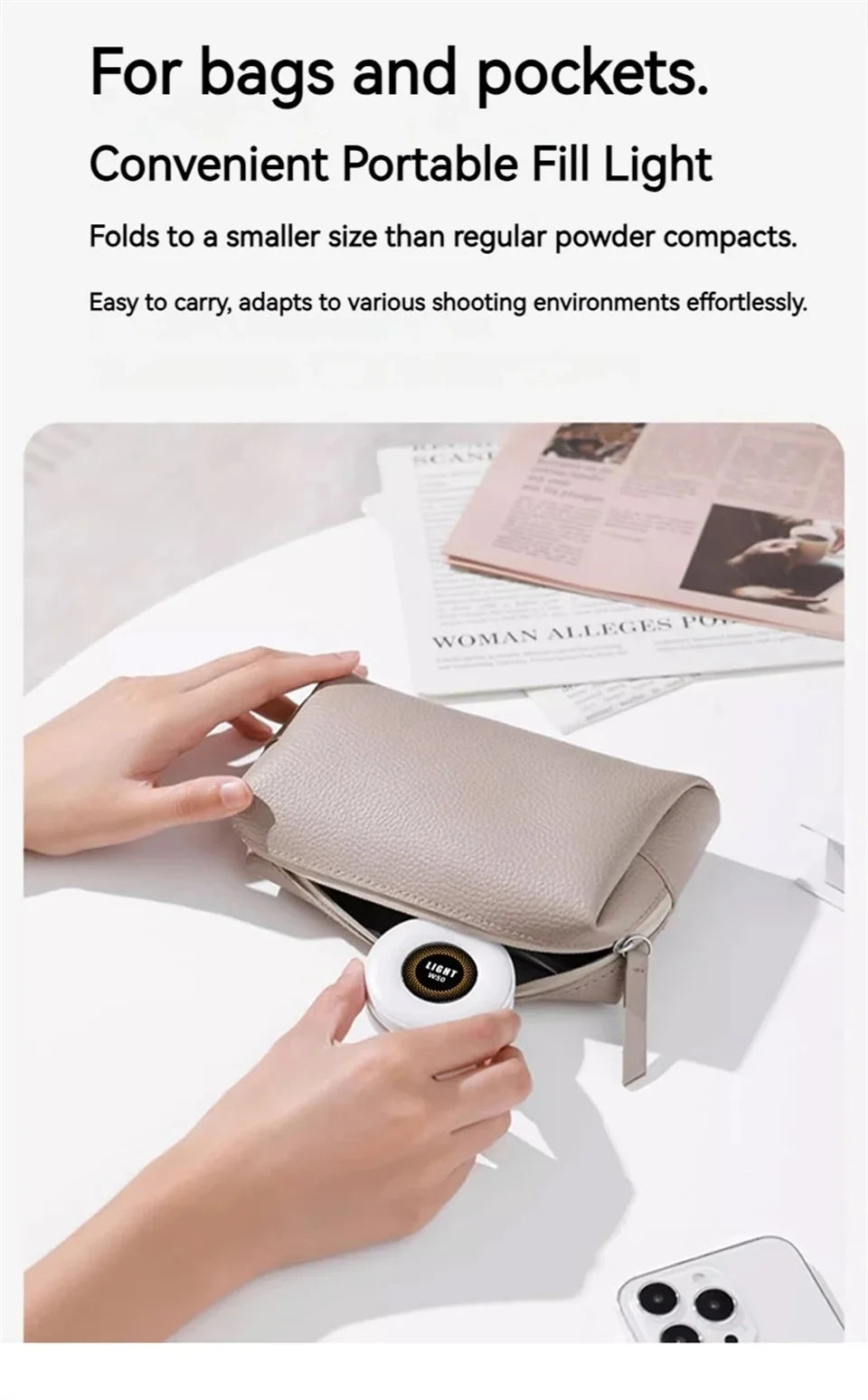 Magnetic Selfie Light LED Fill Light Compatible For Magsafe,ravel, Desktop, Selfies, Video, Makeup/Photography/TikTok/Zoom Calls