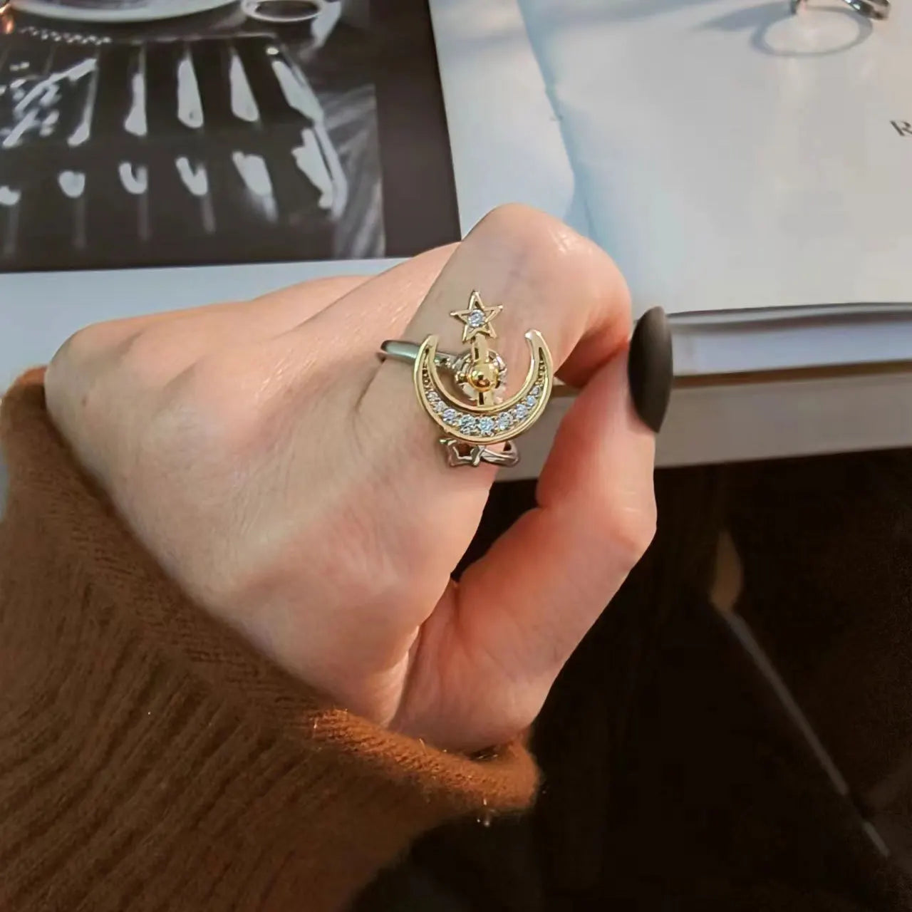 VENTFILLE 925 Sterling Silver Sunflower Diamond Zircon Rotatable Ring For Women Gift Relieve Stress Ring Jewelry Wholesale