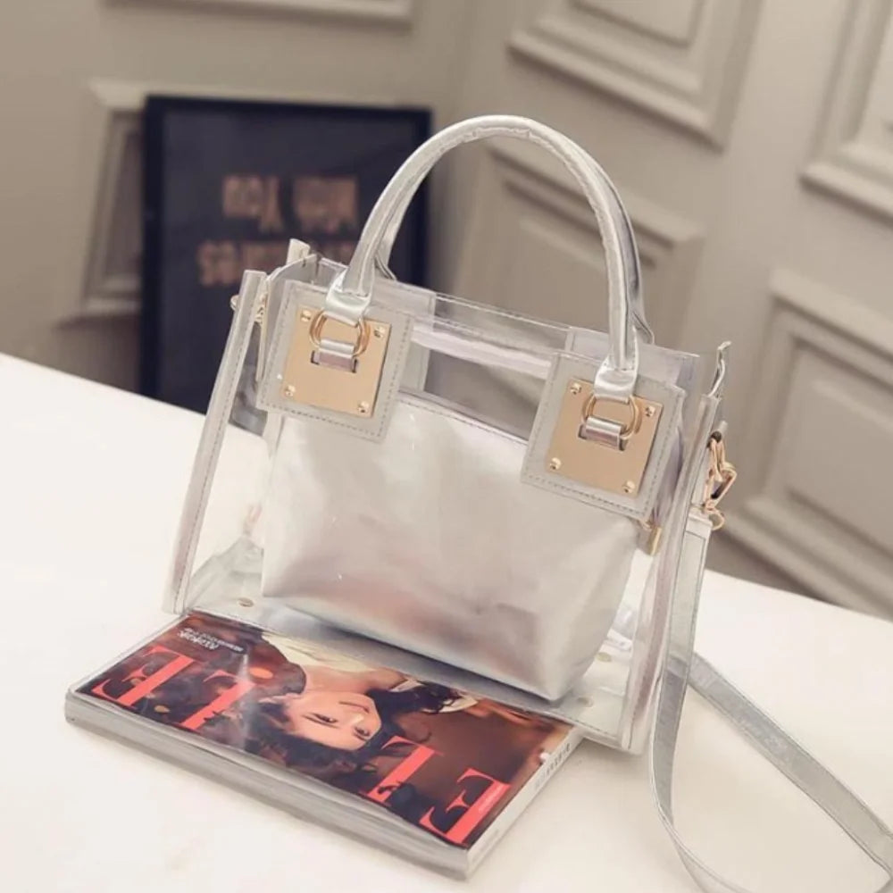 Large Summer Clear Totes Bags Transparent Clutch Purse Women Handbags Crossbody Handle Bag Shoulder Messenger Bag Girls Gift