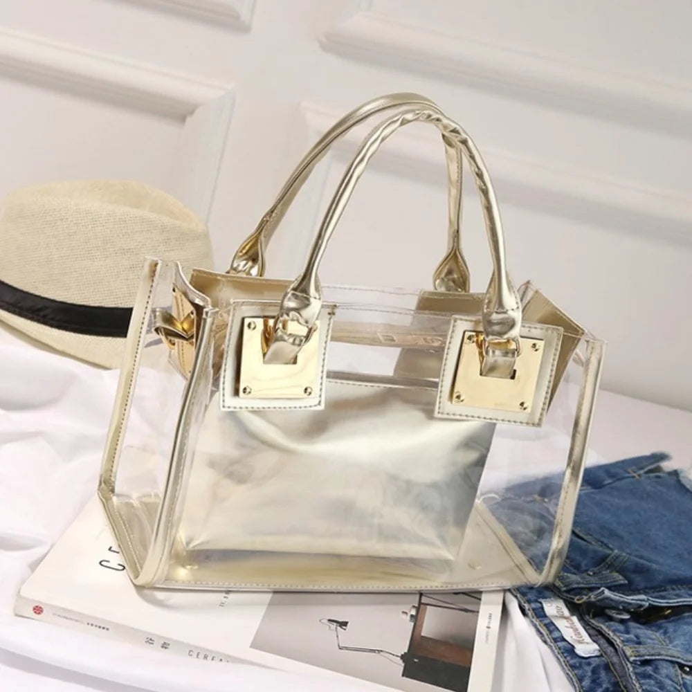 Large Summer Clear Totes Bags Transparent Clutch Purse Women Handbags Crossbody Handle Bag Shoulder Messenger Bag Girls Gift