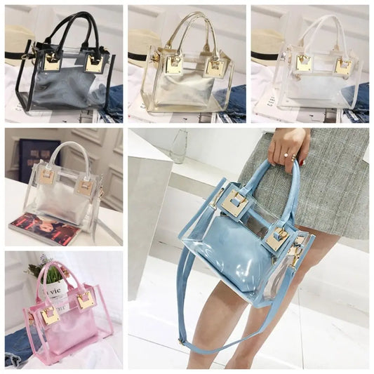 Large Summer Clear Totes Bags Transparent Clutch Purse Women Handbags Crossbody Handle Bag Shoulder Messenger Bag Girls Gift