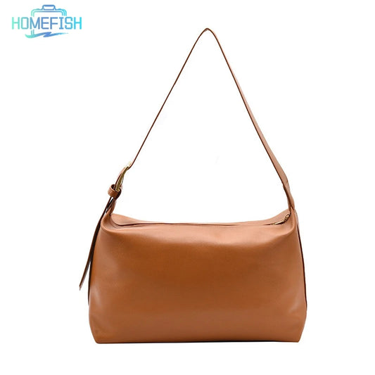 HOMEFISH PU Leather Boston Handbag for Women, Large Capacity Shoulder Bag,,Vintage Pillow Design, Casual Fashion Shopper
