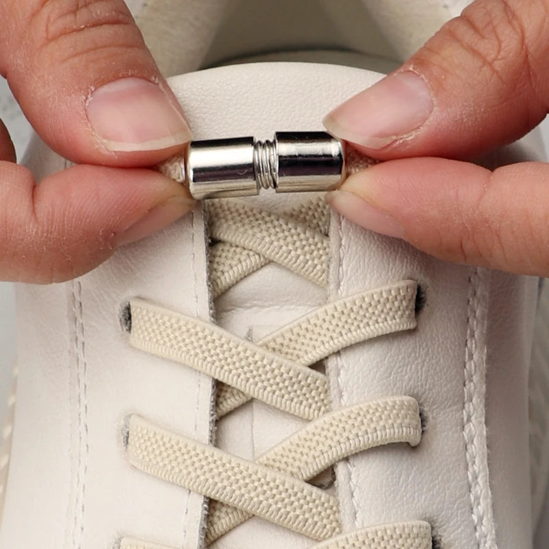 1Pair Elastic Laces Sneakers No Tie Shoe laces Capsule Lock Shoelaces Without ties Kids Adult 0.6cm Flat Shoelace for Shoes