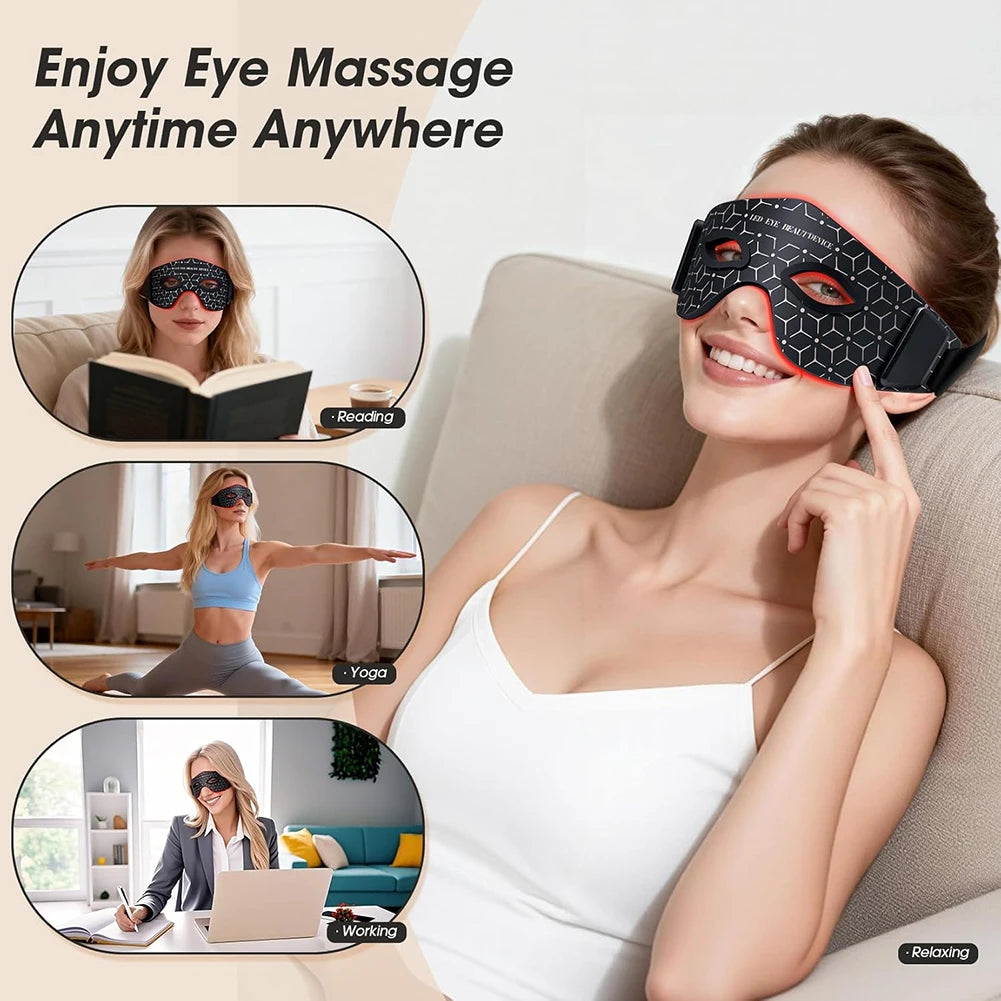LED Eye Mask LED Red Infrared Light Therapy 630nm 850nm with 5 Modes Adjust Massage for Relieve Eye Bag Dark Circle Massages