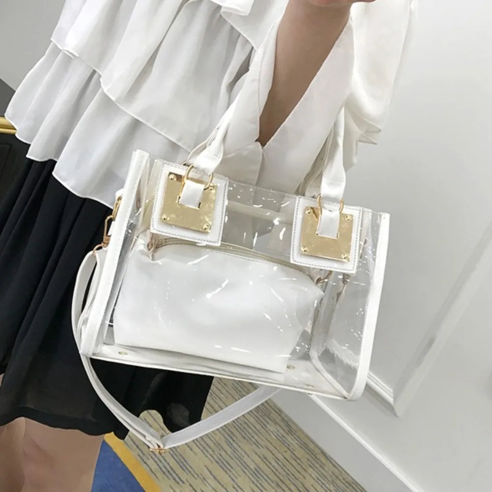 Large Summer Clear Totes Bags Transparent Clutch Purse Women Handbags Crossbody Handle Bag Shoulder Messenger Bag Girls Gift