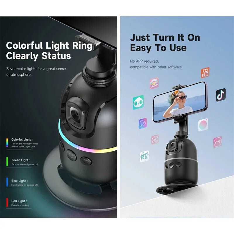 selfie stick Stabilizer 360°Auto Face Tracking AI Gimbal All-in-one Desktop Phone Holder Tripod For Smartphone Video Vlog Live