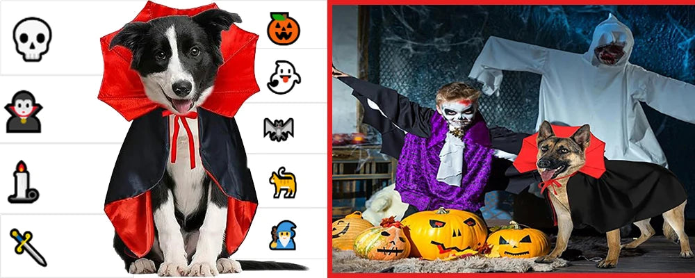 Halloween Pet Cape Costume with Bat Wings Adjustable Vampire Cloak for Puppy Kitten Dog Cat Cosplay Party Holiday Decorations