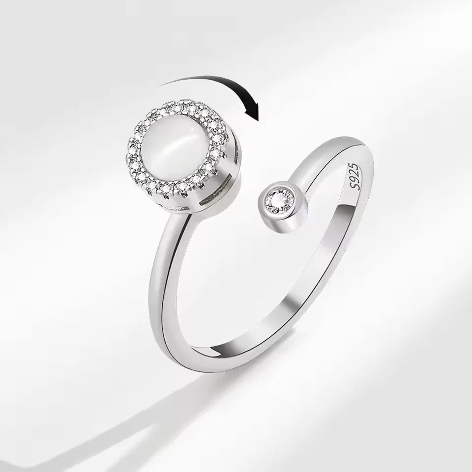 VENTFILLE 925 Sterling Silver Sunflower Diamond Zircon Rotatable Ring For Women Gift Relieve Stress Ring Jewelry Wholesale