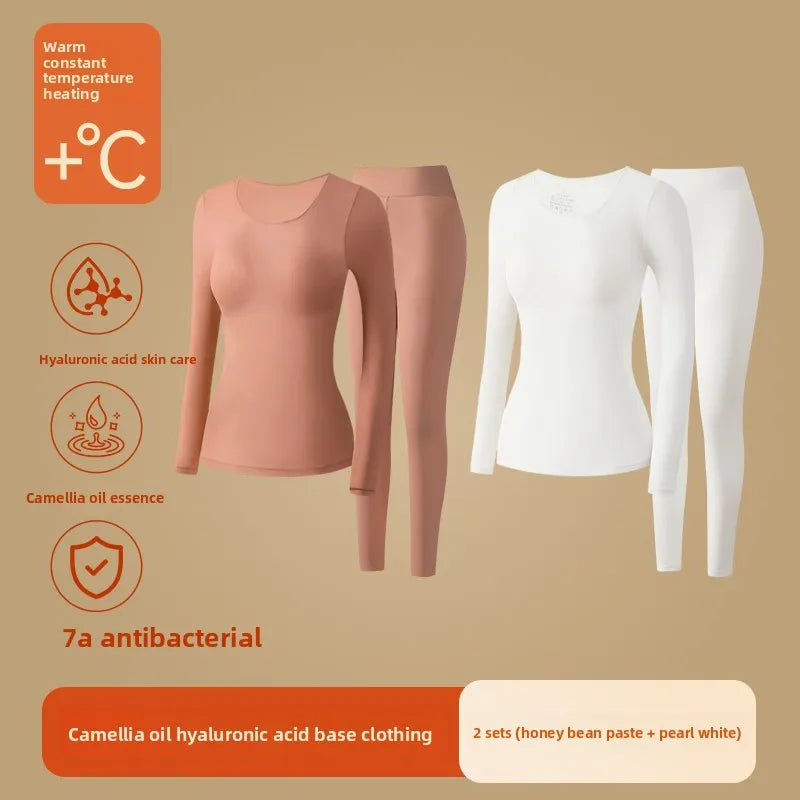 Ultra-Thin Heating Thermal Underwear Women Skin Care Skin Bottom Clothing Invisible Foundation Heattech Long Johns Set Winter