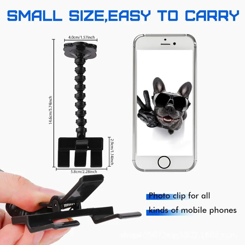 Pet Selfie Stick with Snack Holder 360 Rotation Phone Clip for Dogs Cats Attract Pets Look At Lens One Hand Pet Photography Tool