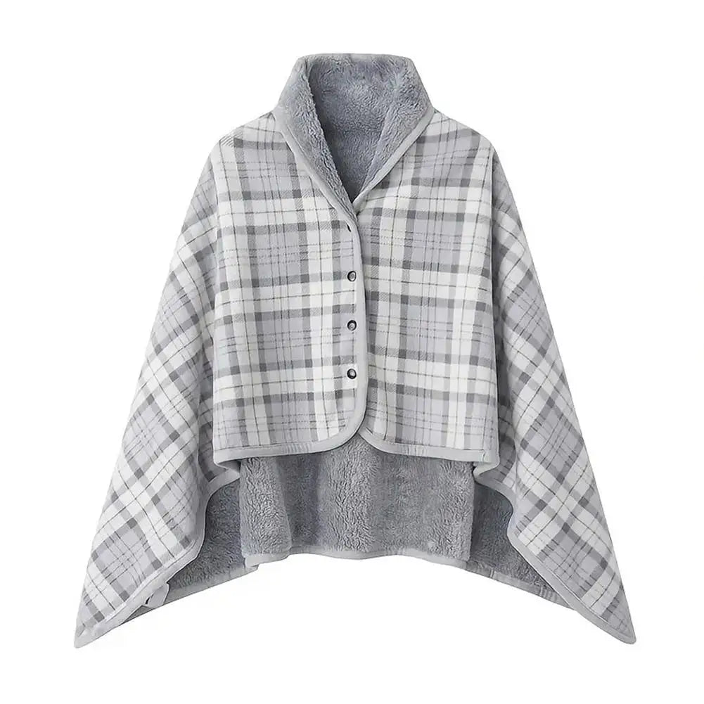 Wearable Plaid Fleece Blanket With Button Winte Warm Throws On Sofa Bed Travel Thicken Bedroom Office Air Conditioning Blanket ﻿