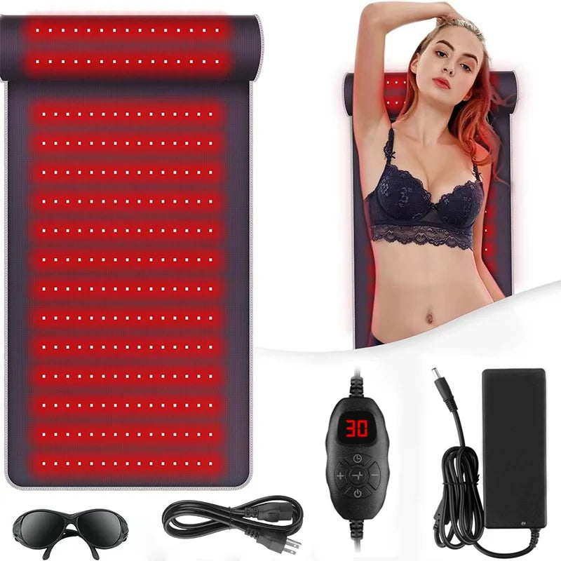 Red Light Therapy Mat with Ergonomic Neck Support & Far Infrared Heating - Full Body Pain Relief for Home & Clinical Use - 675