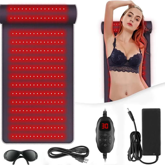 Red Light Therapy Mat with Ergonomic Neck Support & Far Infrared Heating - Full Body Pain Relief for Home & Clinical Use - 675