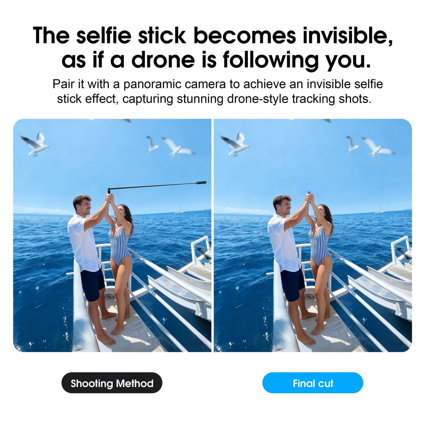 3-in-1 Bullet Time Selfie Stick Tripod for Insta360 X5 X4 Invisible Pole 75°/90° Rotatable with Wireless Remote for Vlog Travel