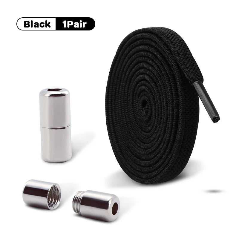 1Pair Elastic Laces Sneakers No Tie Shoe laces Capsule Lock Shoelaces Without ties Kids Adult 0.6cm Flat Shoelace for Shoes