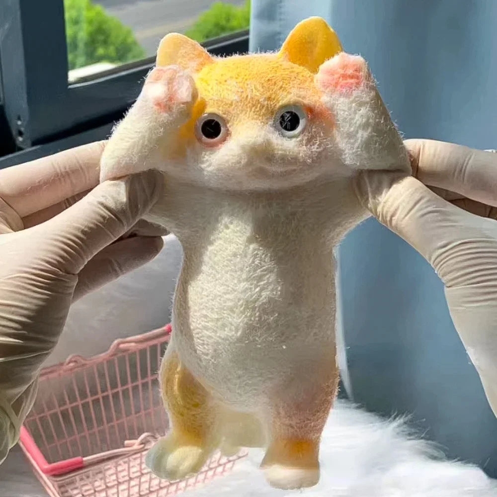Squishy Cute Flocking Cat Stress Relief Toy, Extra Large Sensory Fidget Toys for Kids Adults Anxiety Relaxation, Squeeze Gift