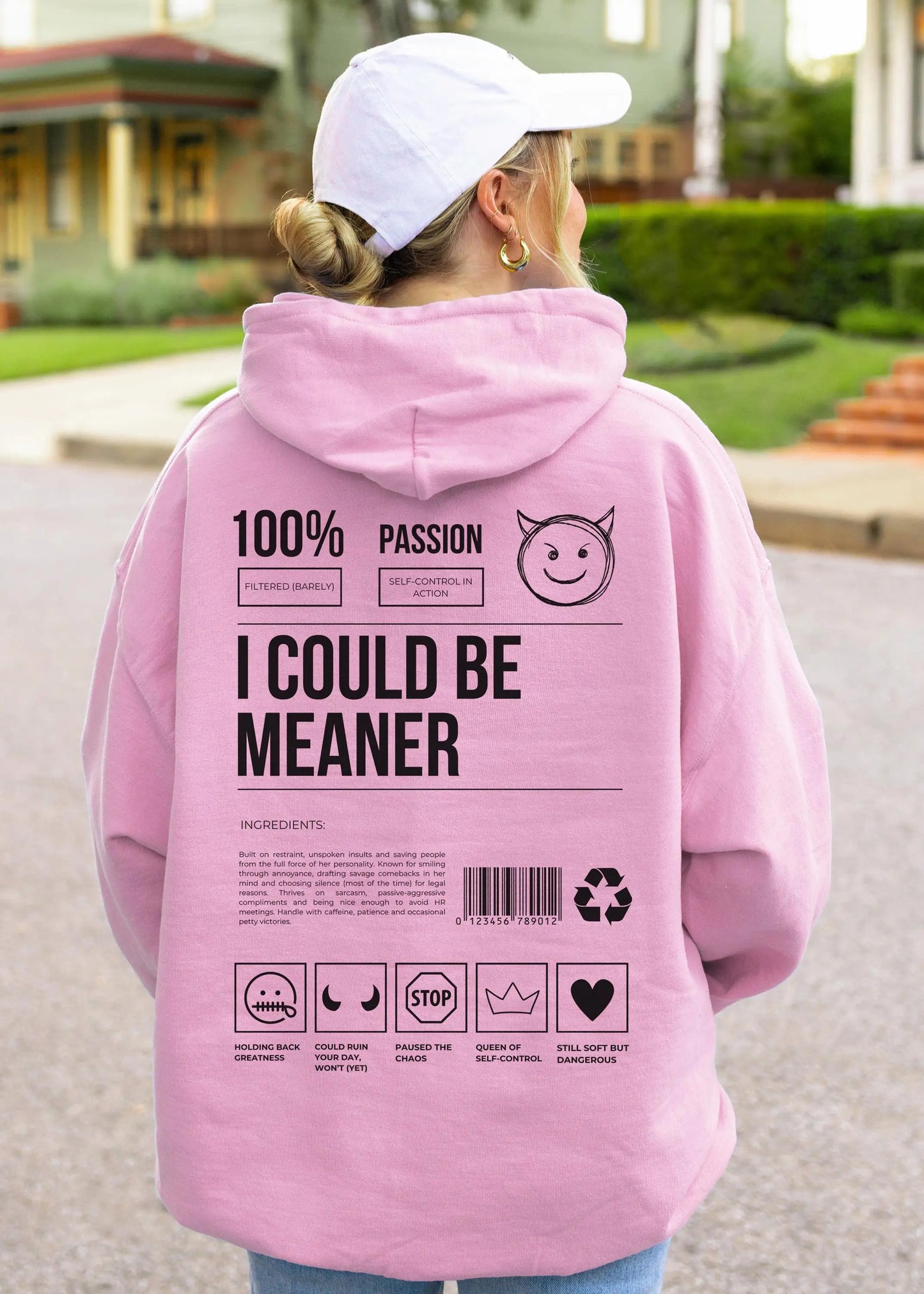I Could Be Meaner Hoodie, Sarcastic Funny Oversized Sweatshirt Men's and Women's Loose Hoodies for Autumn and Winter