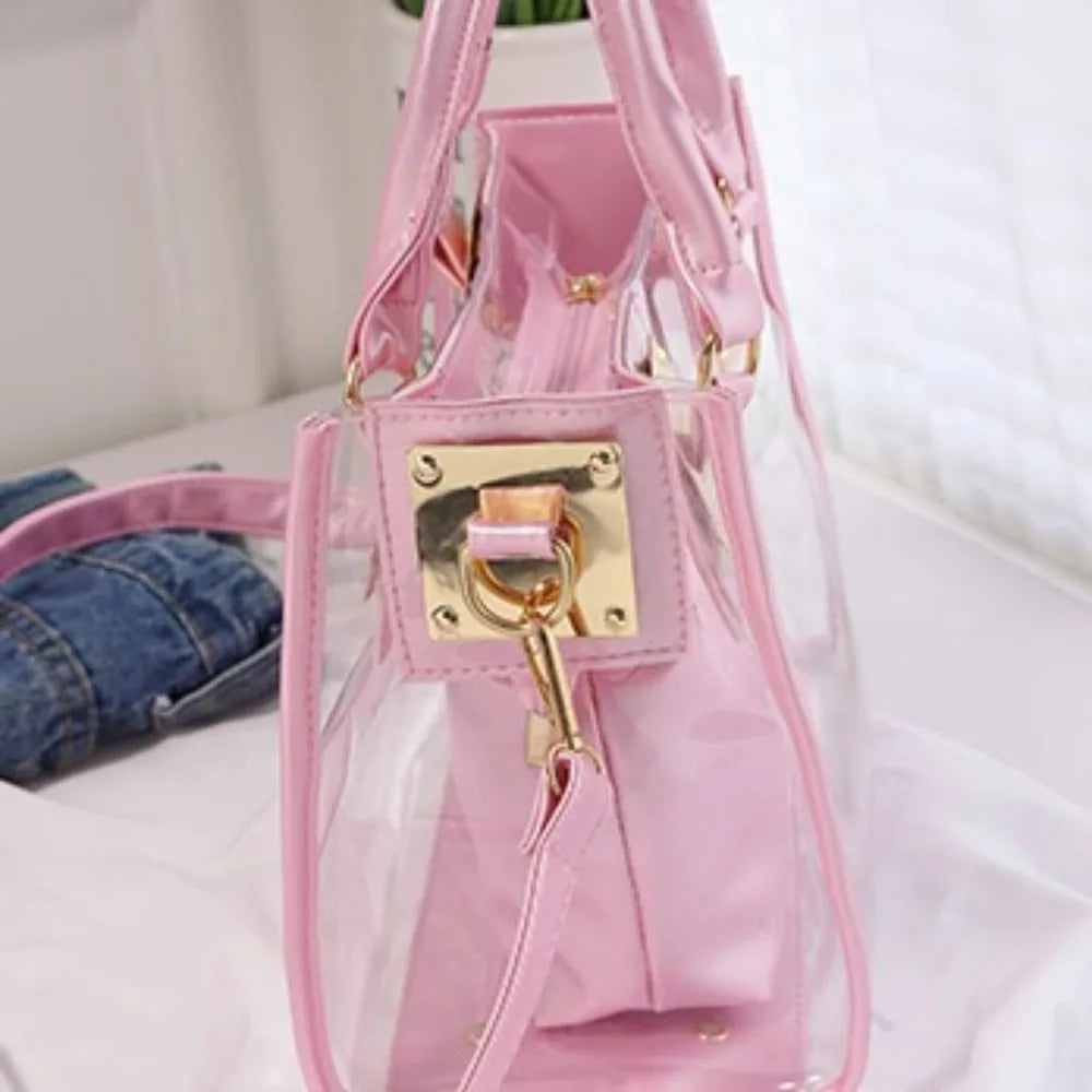 Large Summer Clear Totes Bags Transparent Clutch Purse Women Handbags Crossbody Handle Bag Shoulder Messenger Bag Girls Gift