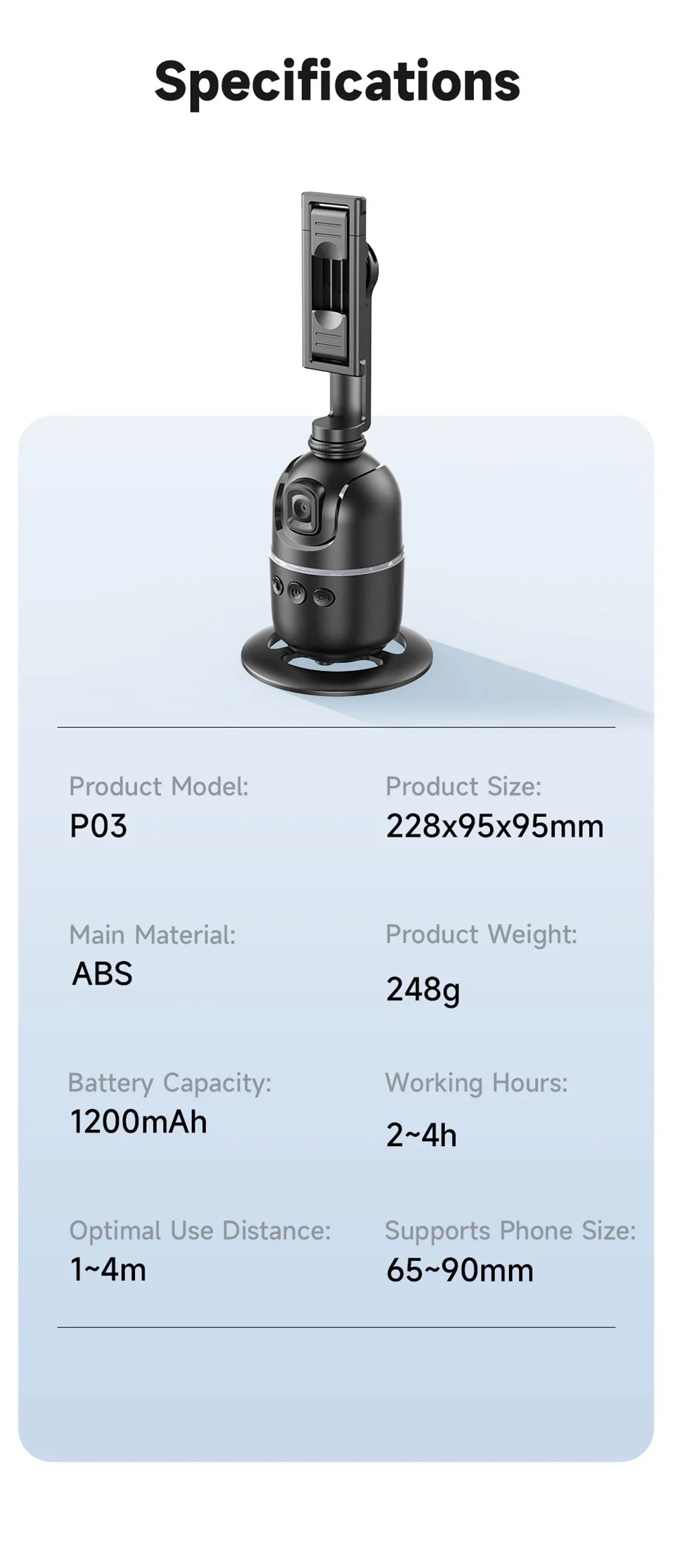 FANGTUOSI AI Smart Gimbal 360° Selfie Stick Auto Face Tracking Gimbal Rotation For Smartphone video Vlog Stabilizer Phone Holder