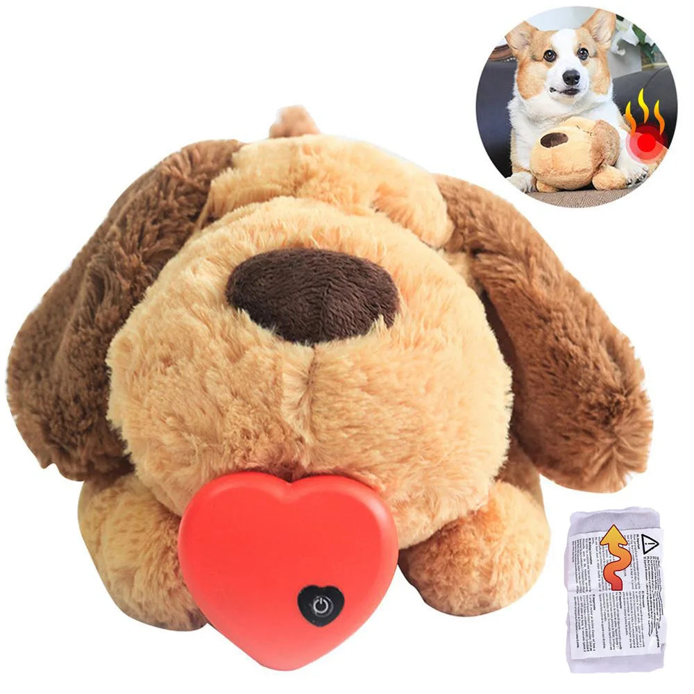 Heartbeat Dog Anxiety Relief Plush Toy Pet Comfortable Behavioral Training Play Aid Tool Soft Plush Sleeping Buddy For Small Dog